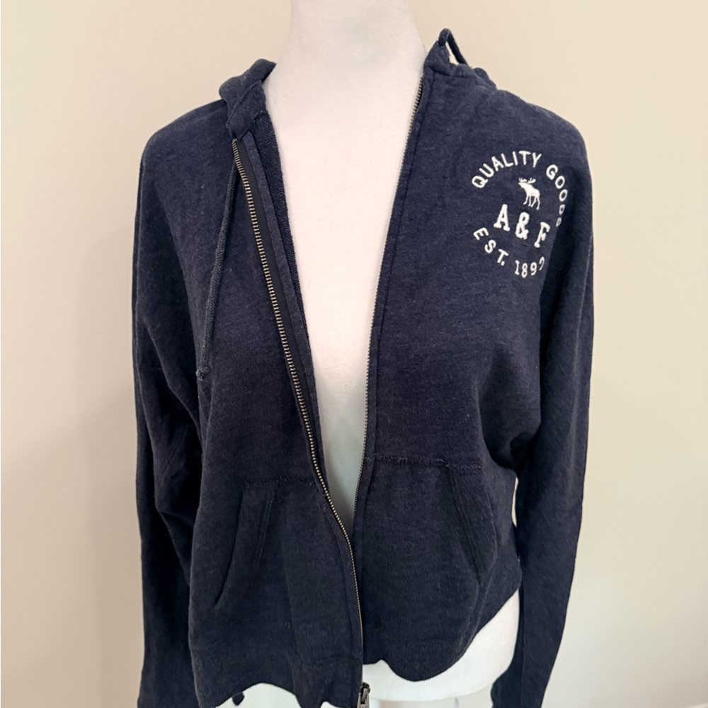 Abercrombie & Fitch Women's Dark Blue Zip-Up Jacket